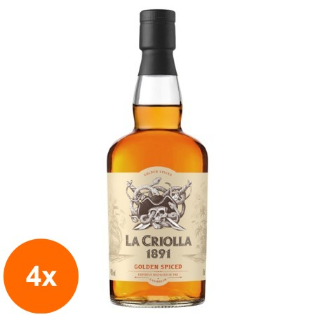 Set 4 x Rom Golden Spiced La Criolla 35% Alcool, 0.7 l...