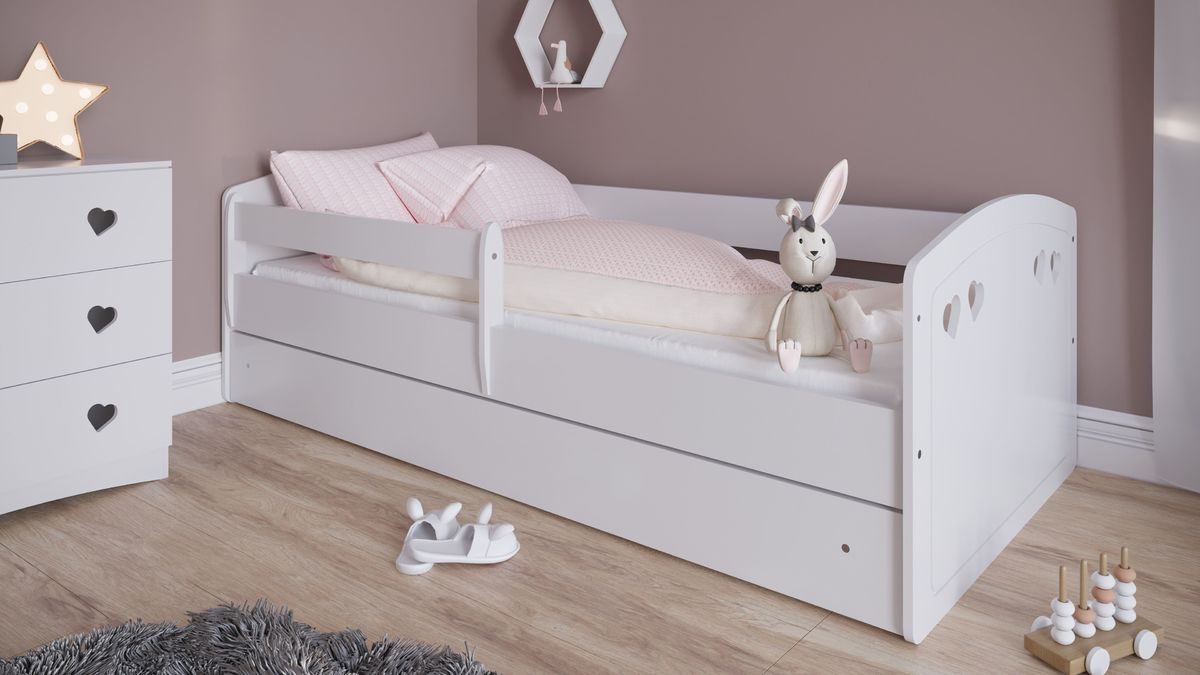 Pat pentru copii Julia - alb - pat + spațiu de depozitare 180x80 cm