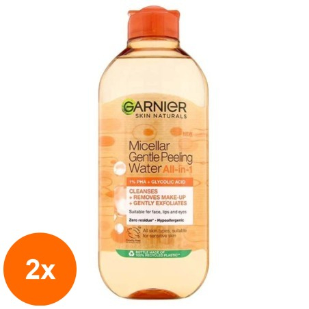 Set 2 x Apa Micelara Garnier Skin Naturals cu Efect Exfoliant Delicat, 400 ml...
