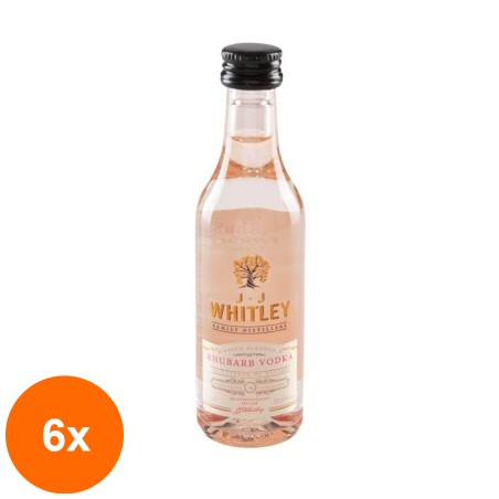 Set 6 x Vodca Jj Whitley, Rubarba, Rhubarb Vodka, 38.6% Alcool, Miniatura, 0.05 l...