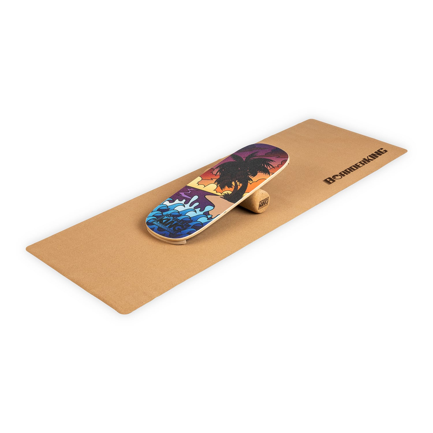 BoarderKING Indoorboard Classic, placă pentru echilibru, covor, cilindru, lemn / plută, roșie