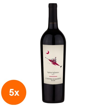 Set 5 x Vin Irpinia Aglianico Cantine Di Marzo DOC, Rosu Sec 750 ml...