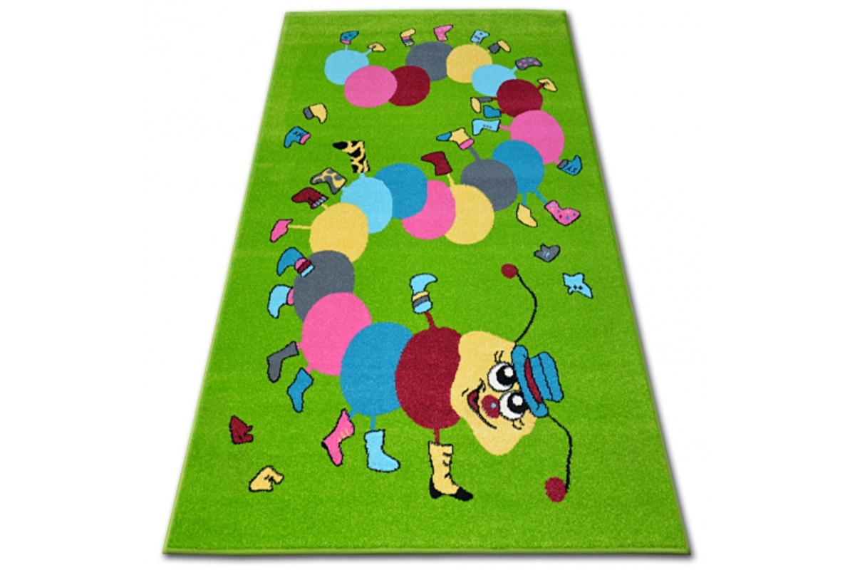 Detský koberec FUNKY TOP húsenica - zelený - 160 x 220 cm