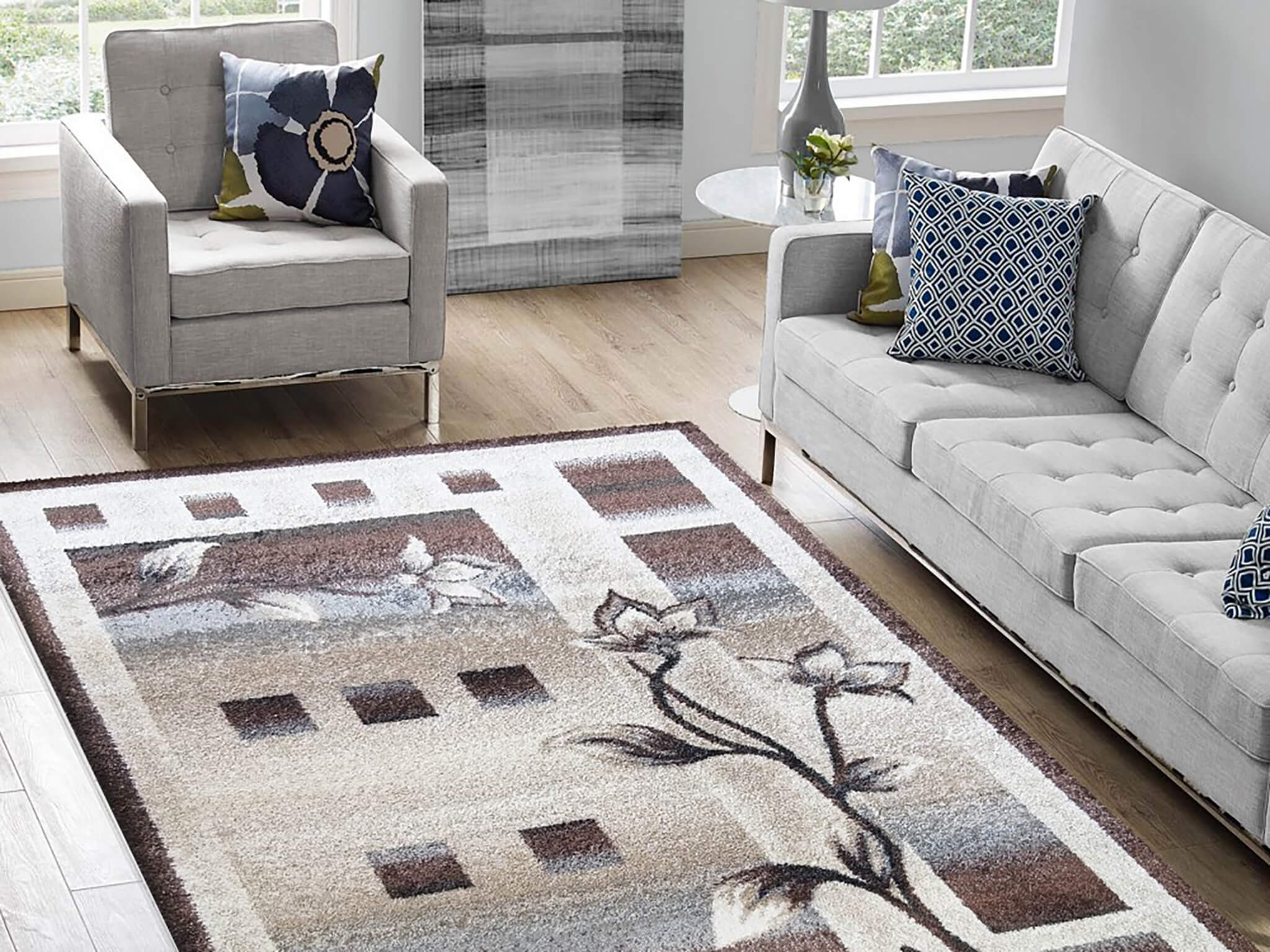 DY Hnedý kvetovaný koberec Ariu Rozmer: 240x330 cm