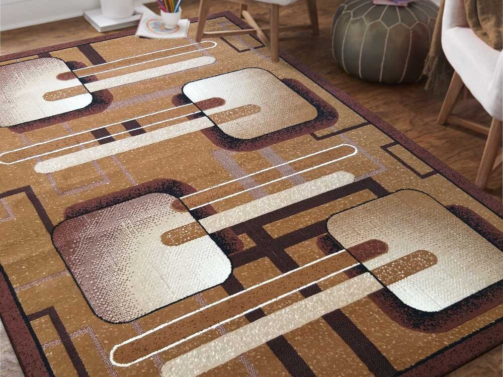 DY Hnedý vzorovaný retro koberec Alf Rozmer: 300 x 400 cm