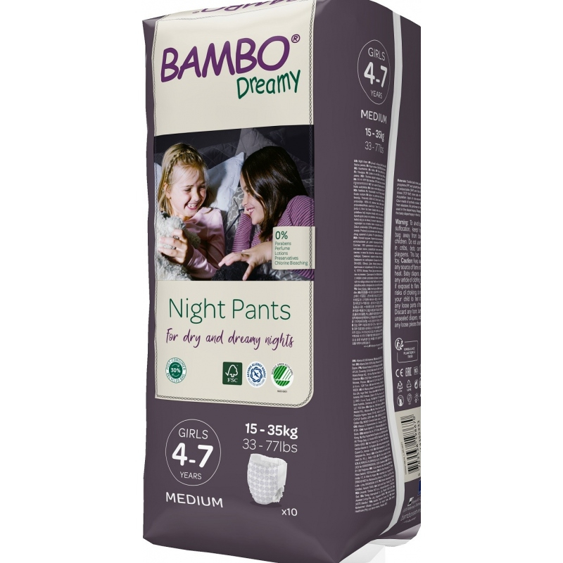 Bambo Dreamy - Plienky dievčatá 4 - 7 rokov - 10 ks