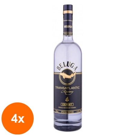 Set 4 x Vodka Beluga Transatlantic fara Gluten si Lactoza, 40%, 1.75 l...