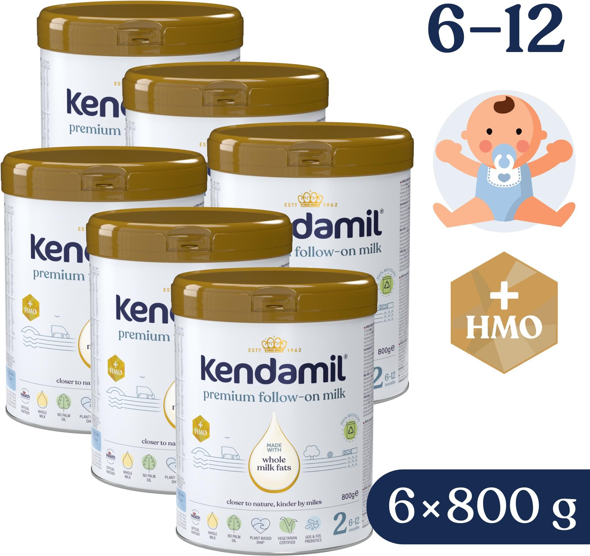 Bébitápszer Kendamil Premium 2 HMO+ (6× 800 g)