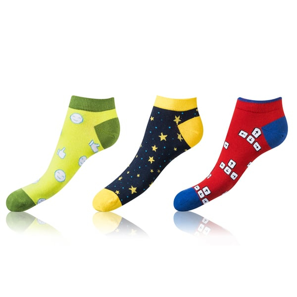 Μπελλίντα CRAZY IN-SHOE SOCKS 3x - Μοντέρνες πολύχρωμες χαμηλές τρελές κάλτσες unisex - κίτρινο - πράσινο - μπλε