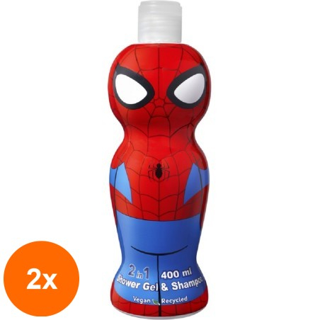 Set 2 x Gel de Dus si Sampon Copii Spiderman, cu Figurina 1D, 400 ml...