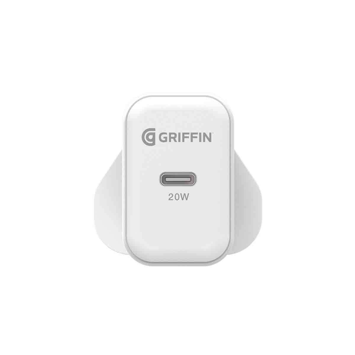Griffin White PowerBlock 20W USB-C Power Delivery Mains Charger - For iPhone 14
