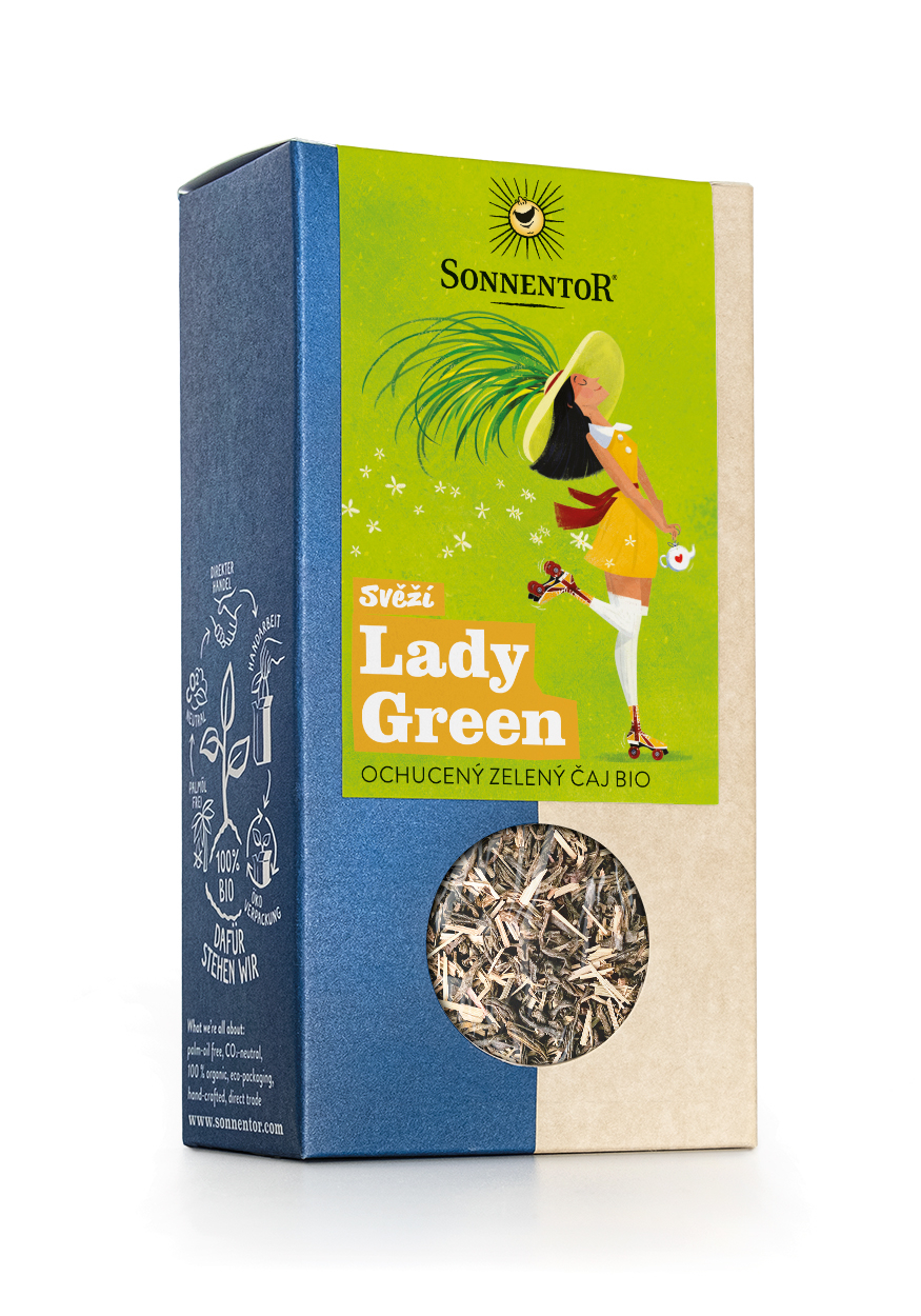 Svěží Lady Green bio, ochucený zelený čaj, 90 g syp.