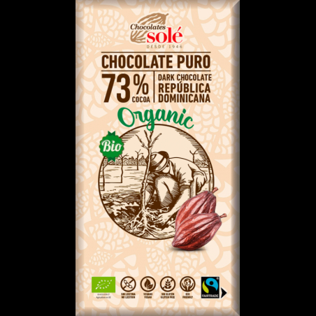 Ciocolata Neagra BIO, 73% Cacao, 100 g, Chocolates Sole...