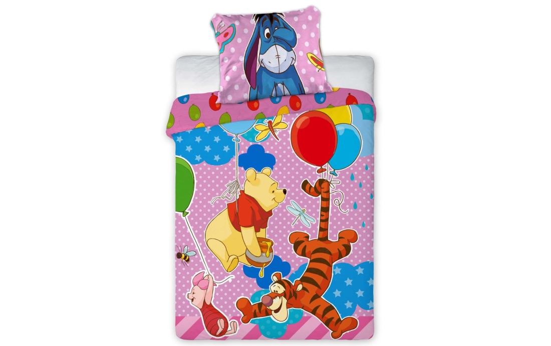 Bavlnené obliečky do detskej postieľky Pooh pink 100x135 cm