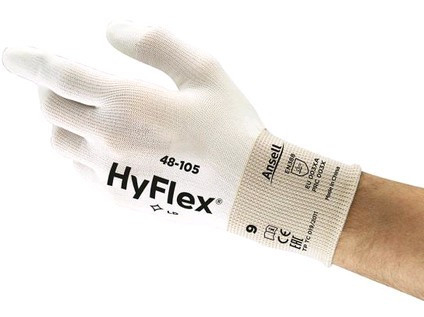 Povrstvené rukavice ANSELL HYFLEX 48-105, bílé, vel. 7