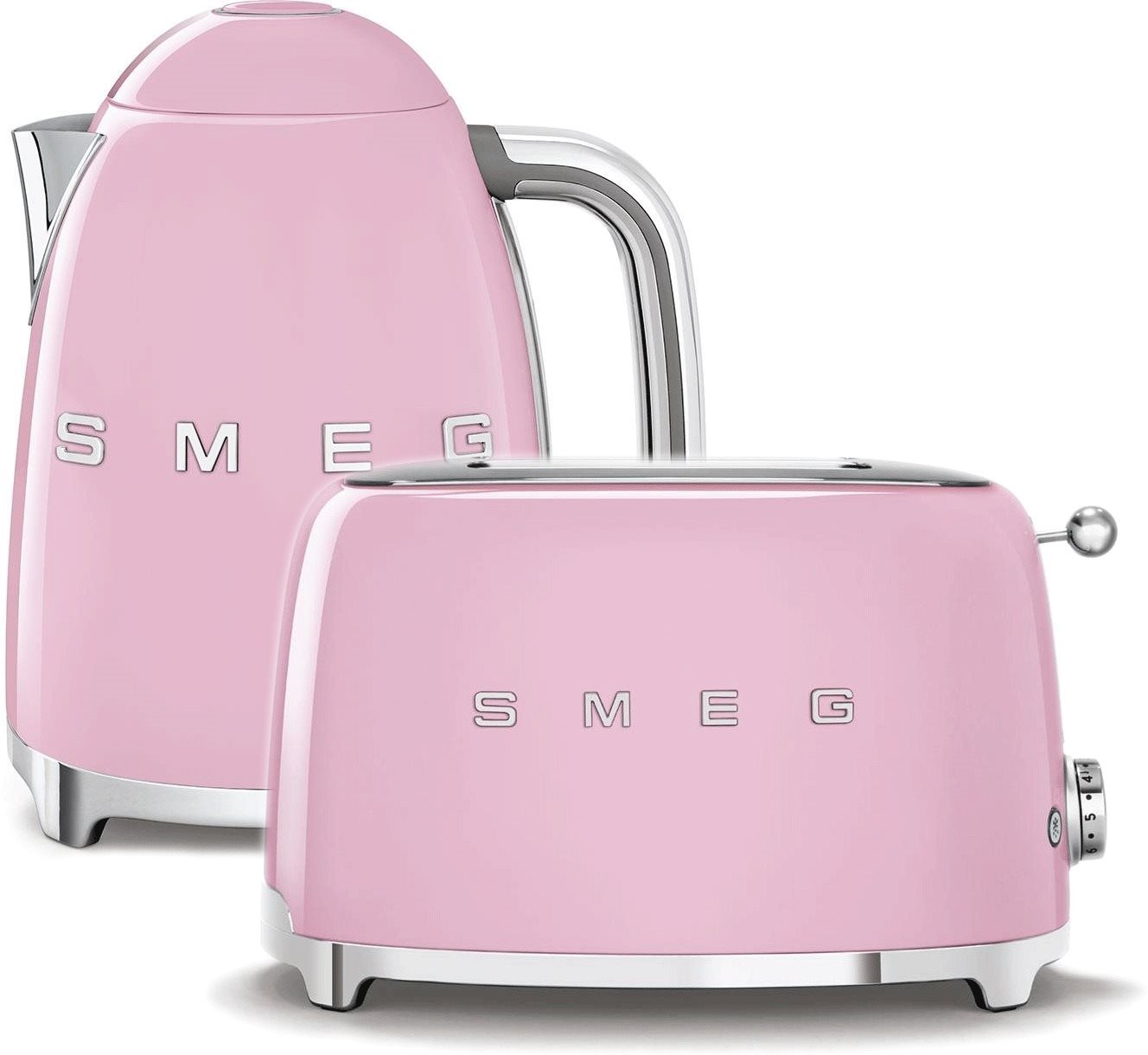 Szett SMEG 50's Retro Style Vízforraló 1,7 l rózsaszín + SMEG 50's Retro Style Kenyérpirító 2x2 rózsaszín