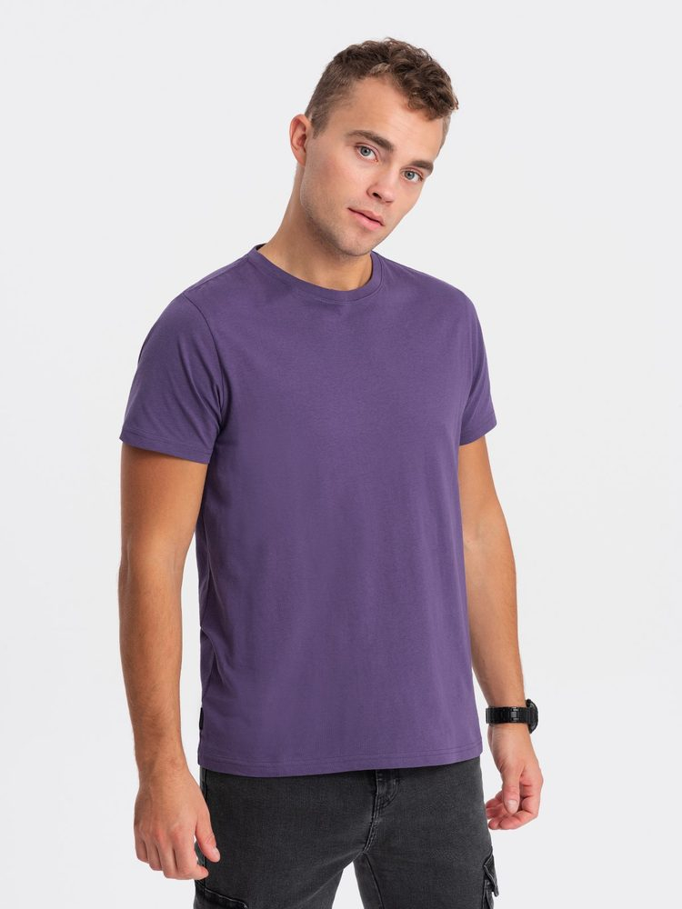 Klasické pánske fialové tričko s krátkym rukávom