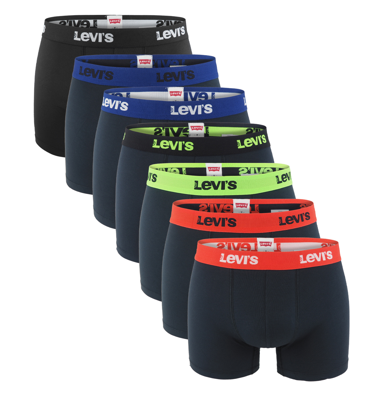 LEVI`S - boxerky 7PACK black with multicolor waist v darčekovom balení - limitovaná fashion edícia