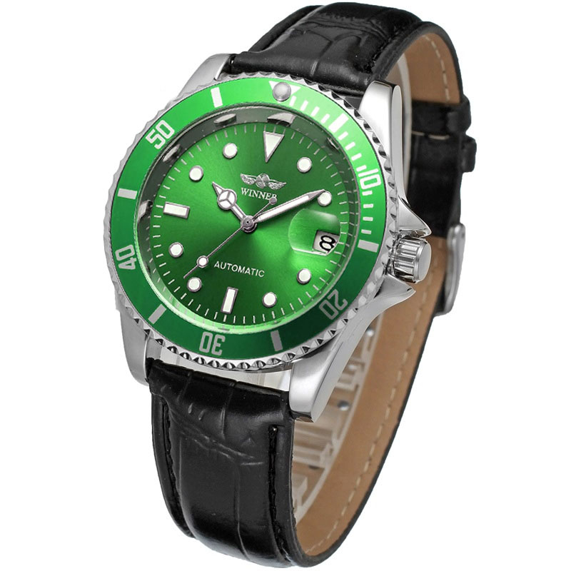 Relógio mecânico masculino Winner WZ0308W Verde