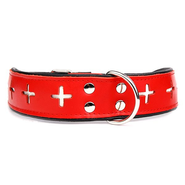 Zgardă pentru câine Switzerland,roșu-negru 4 cm x 37 - 46 cm
