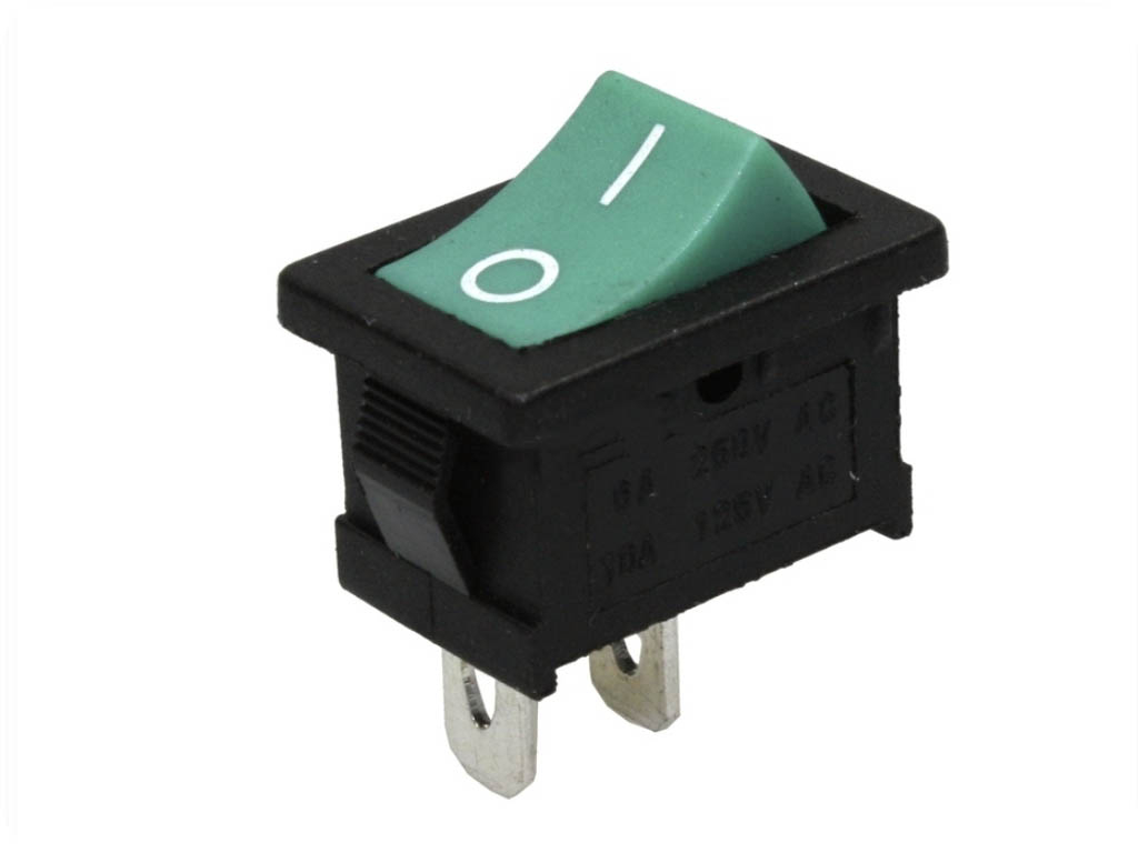 Vypínač kolébkový I/O, 6A/250V, zelený [59659]