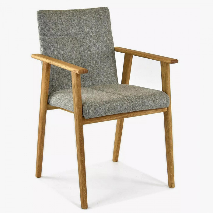 Oak dining chair with armrests, Alina gray