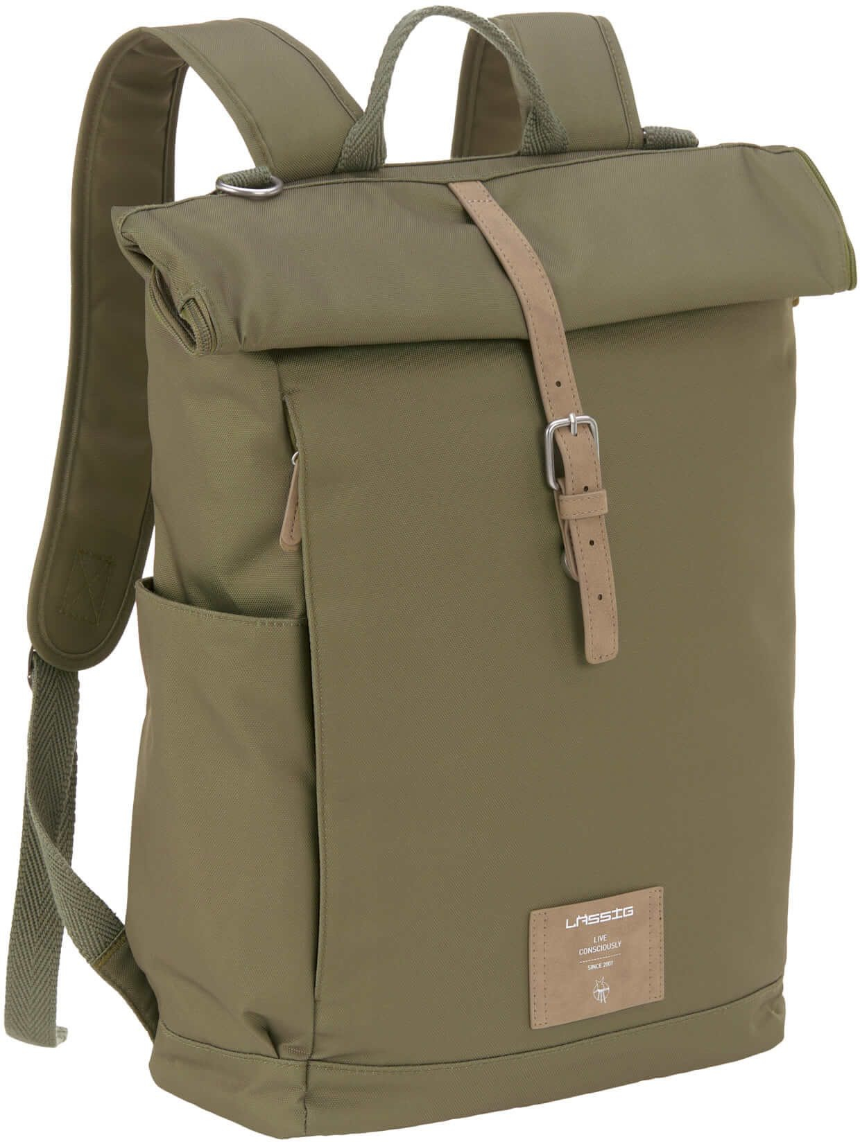 Pelenkázó hátizsák Lässig Green Label Rolltop Backpack olive