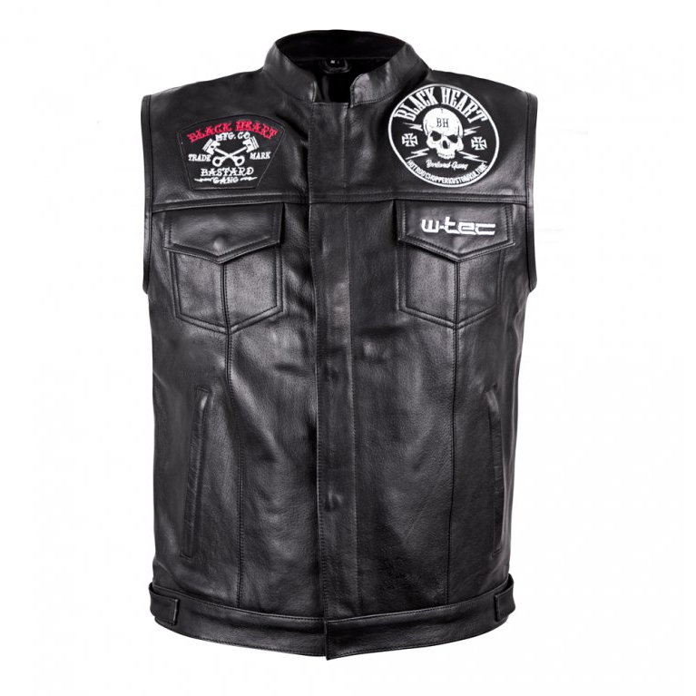 Black Heart Kožená motorkárska vesta W-TEC RUMBLER - Black, Veľkosť L