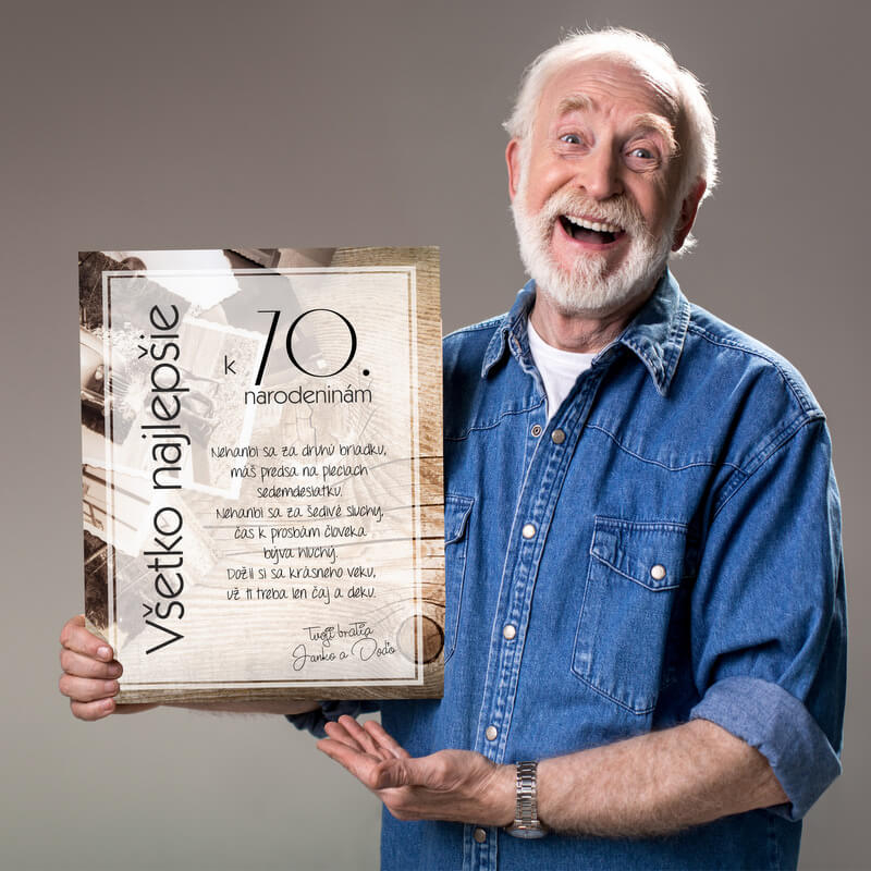 Gift for a man - Congratulations on Seventieth Birthday on a Plaque