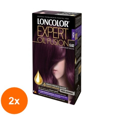 Set 2 x Vopsea de Par Permanenta Loncolor Expert Oil Fusion 5.62 Saten Violet Deschis, 100 ml...
