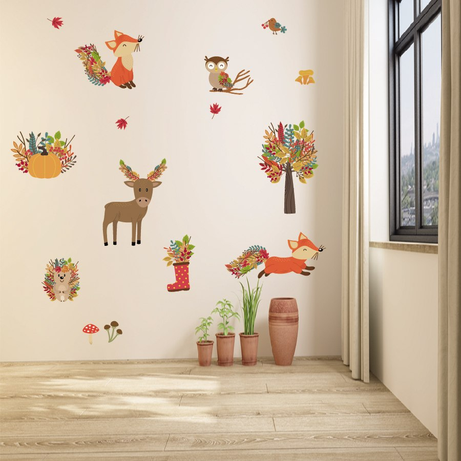 Children's room wall sticker - Forest animals in autumn colors wall sticker