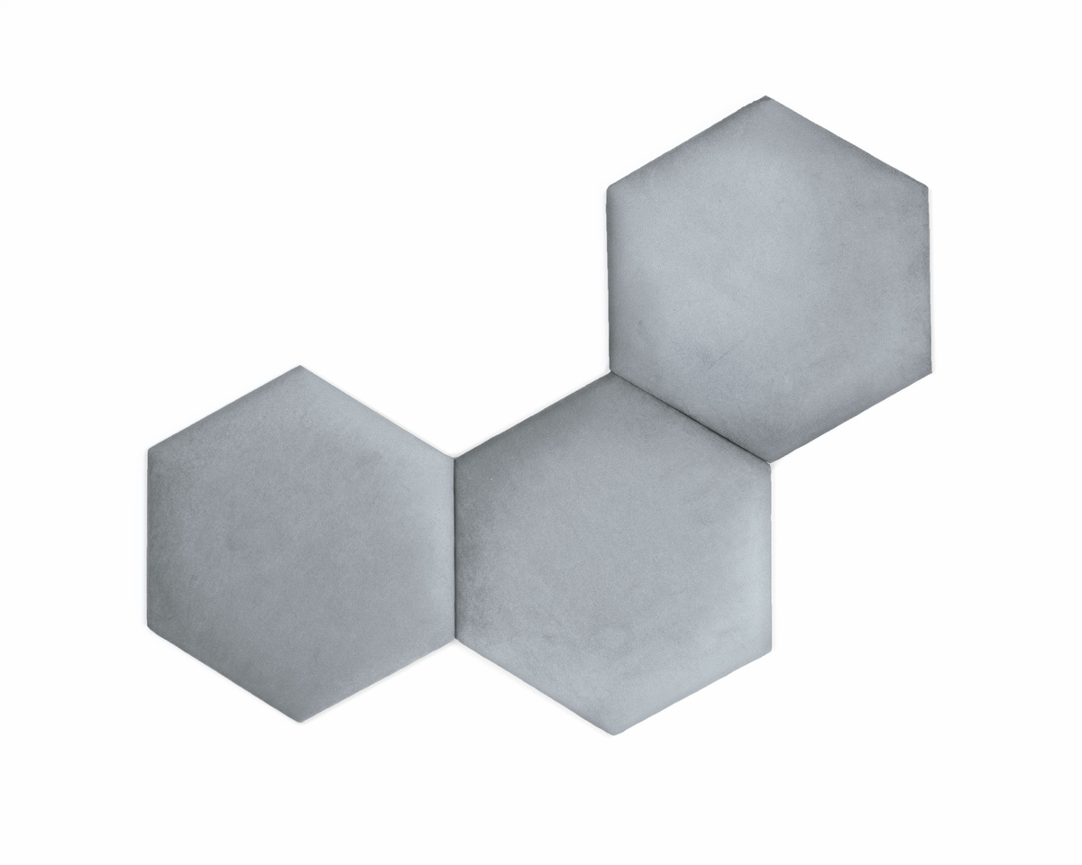 Čalouněný panel Hexagon - šedý - M