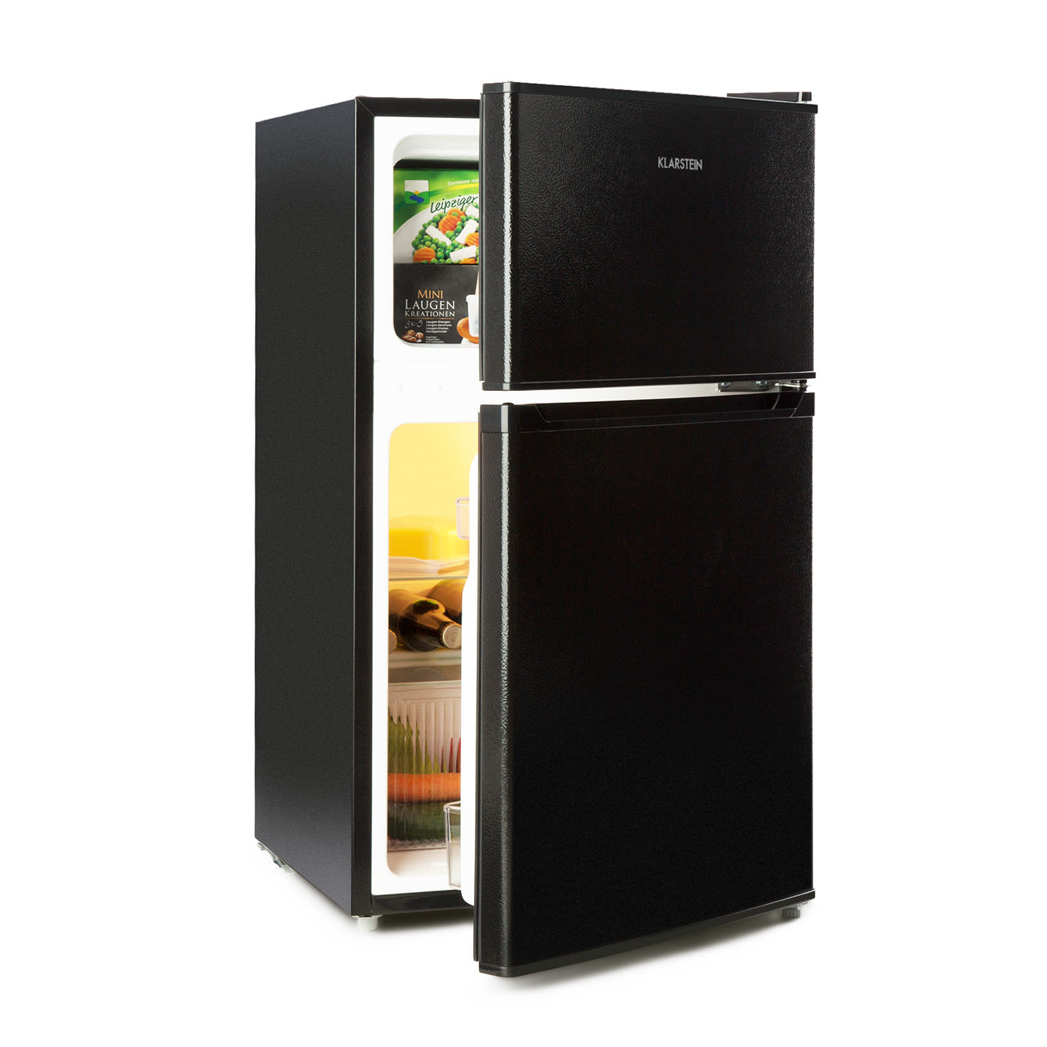 Klarstein Big Daddy Cool, frigider cu congelator, 61/26 litri, 40 dB, F, negru