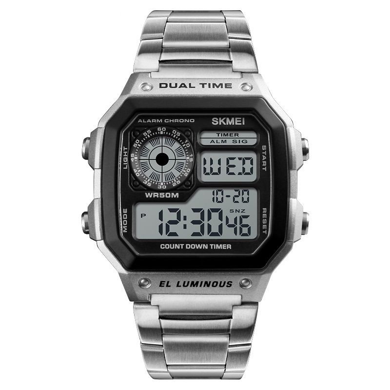 Skmei 1335 Digitální hodinky Dual Time Stříbrné