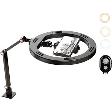 Apexel Clip Flexible Desk stand with ring light for overhead photography
