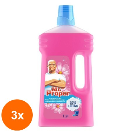 Set 3 x Detergent Universal pentru Suprafete Mr. Proper Flower & Spring, 1 l...
