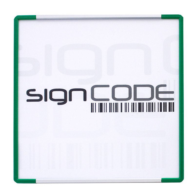 Orientační tabulka SignCode s plexi, zelená 105x148 mm