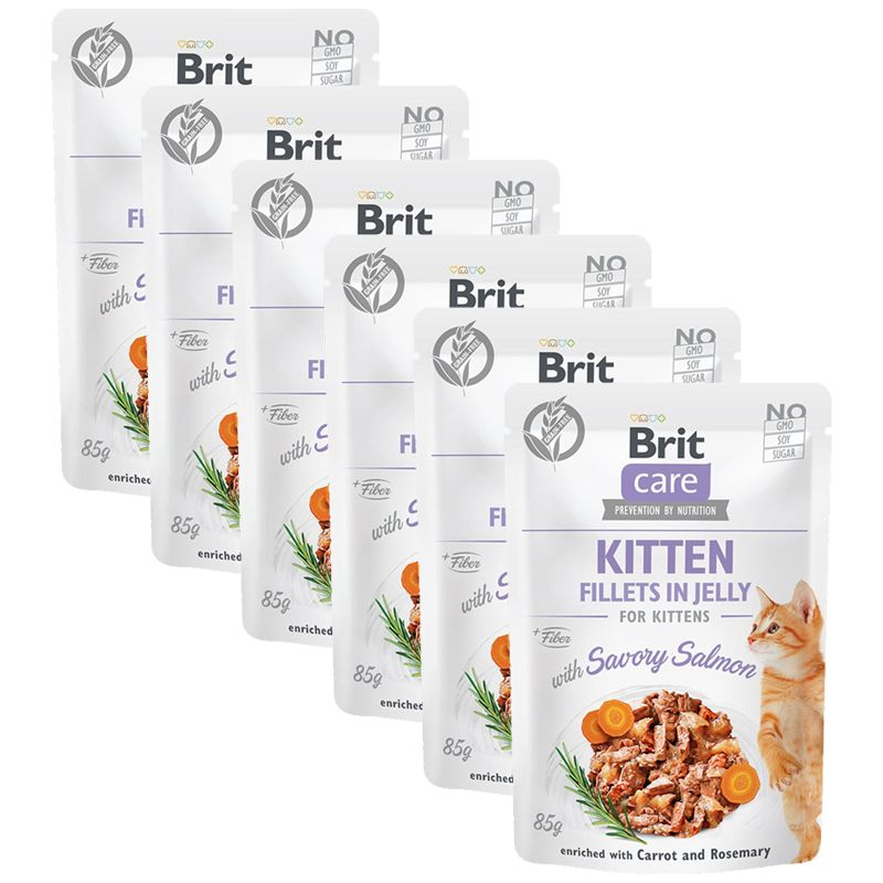Brit Care Cat Kitten Fillets in Jelly with Savory Salmon 6 x 85 g