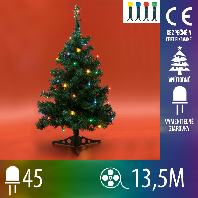 Vianočná svetelná reťaz vnútorná - 45 okrúhlych vymeniteľných žiaroviek - 13,5m multicolour