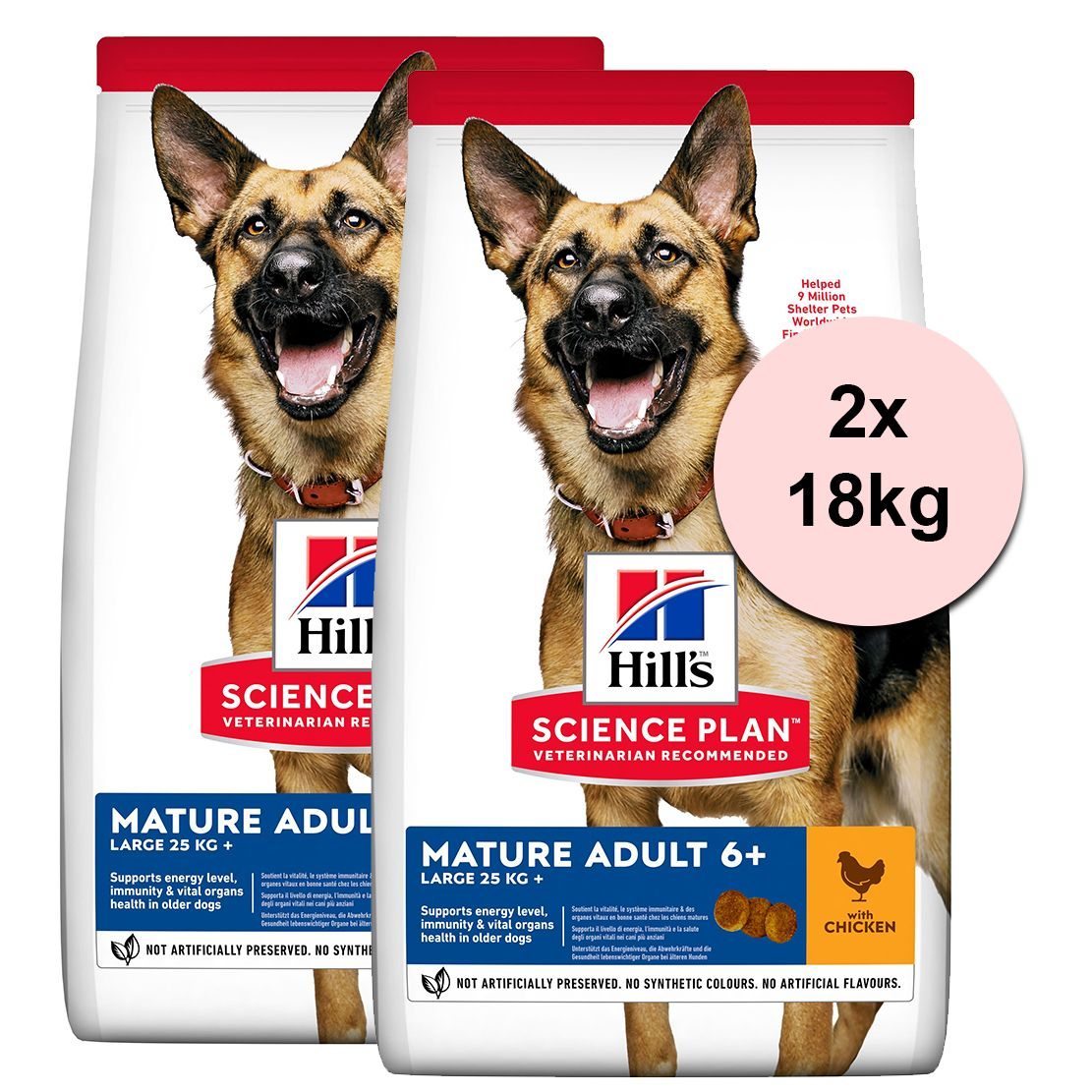 Hill's Science Plan Canine Mature Adult 6+ Large Breed Chicken 2 x 18kg