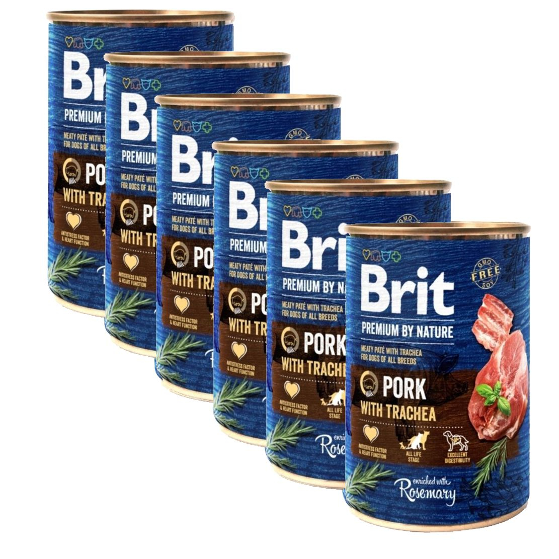 Brit premium by Nature Conservă de porc & trahee 6 x 400 g