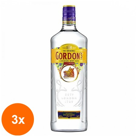 Set 3 x Gin Gordon'S London Dry Gin 40 % Alcool 1 l...