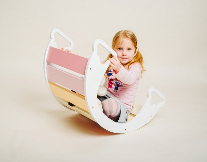 Montessori rocking chair Sway Rainbow White Gelato Toddler in Family