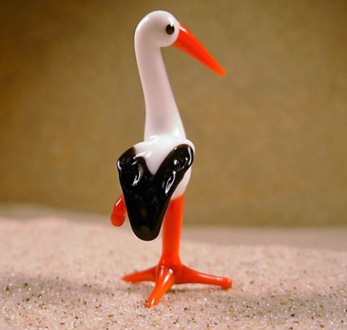 Glass figurine of a stork - SALE