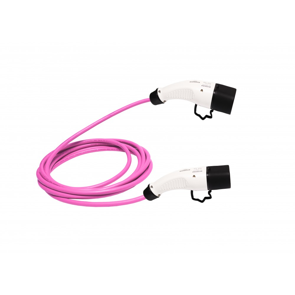 ZENCAR EVSE charging cable for electric vehicles TYPE 1 - TYPE 2 16A 3.6 kW magenta 8m, free transport bag, 16 A
