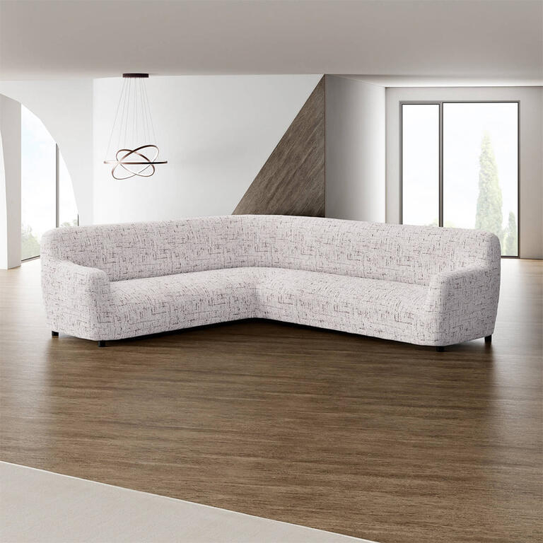 Elastic sofa covers VITTORIA cream corner (w. 350 - 530 cm)