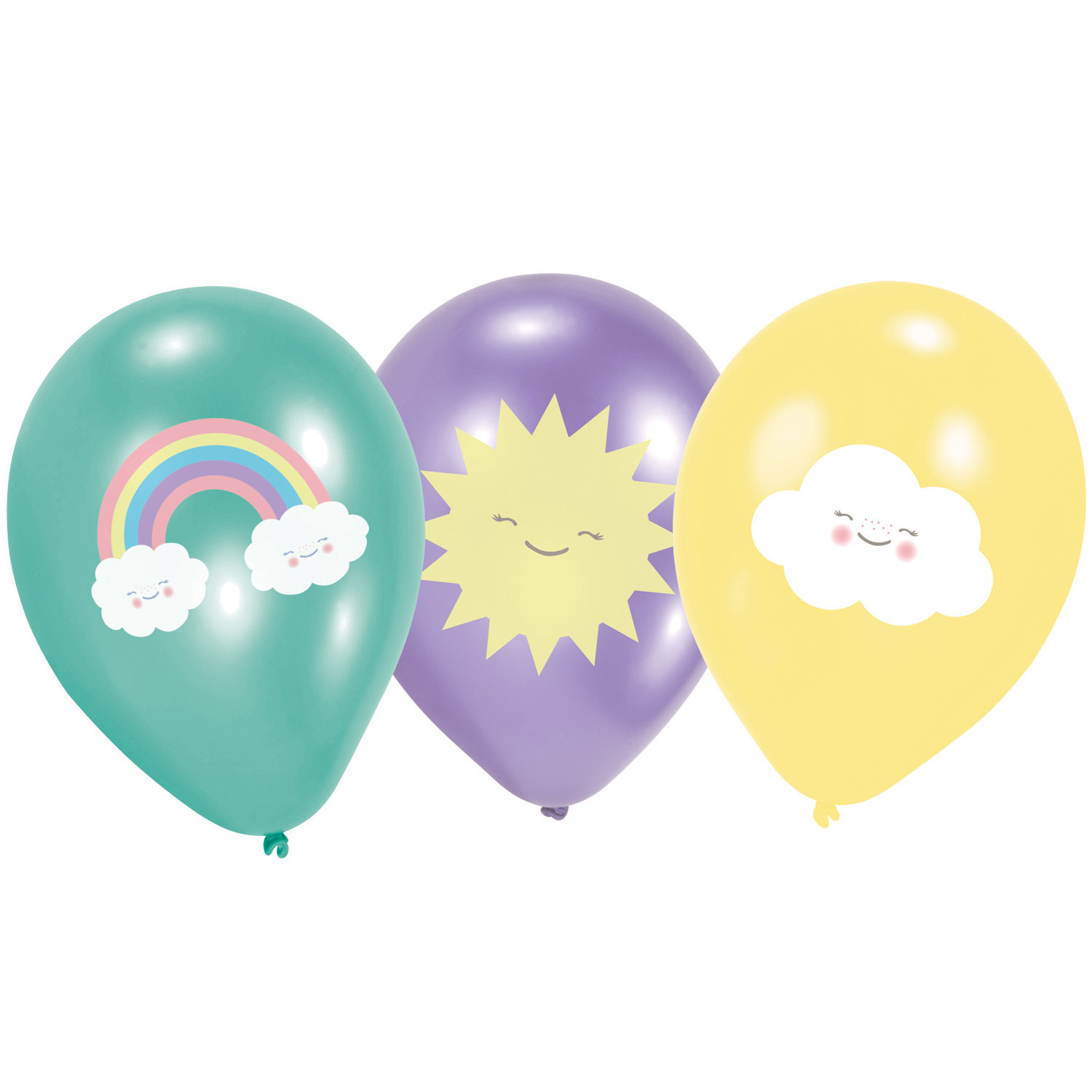 Λατέξ μπαλόνια - Ουράνιο τόξο και Σύννεφο 6 τμχ