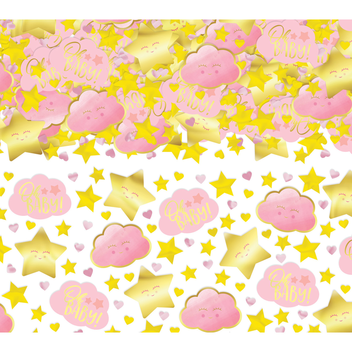 Amscan Confetti - Oh baby ! roz, auriu