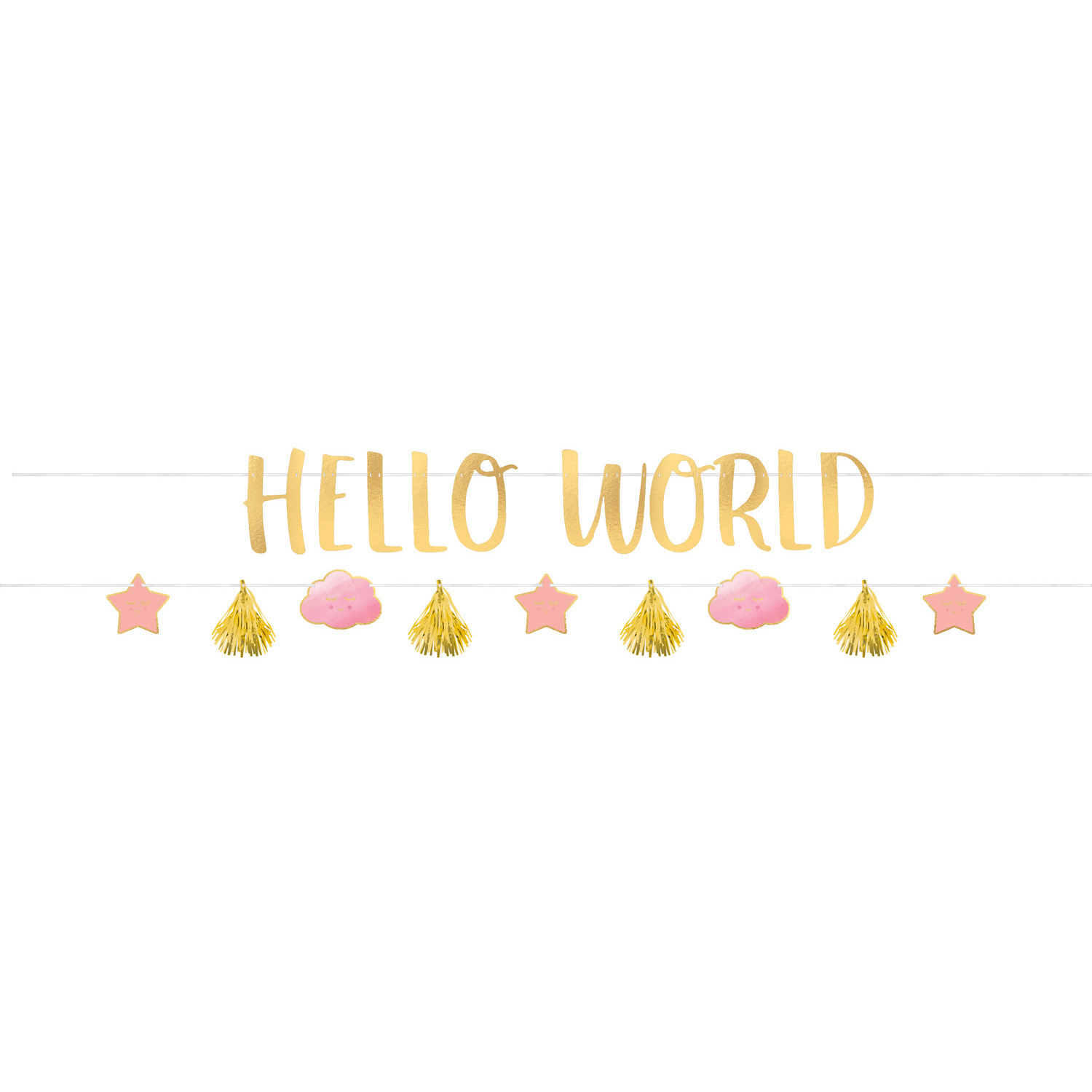 Banner Hello World - różowy 176,8 x 17,8 cm