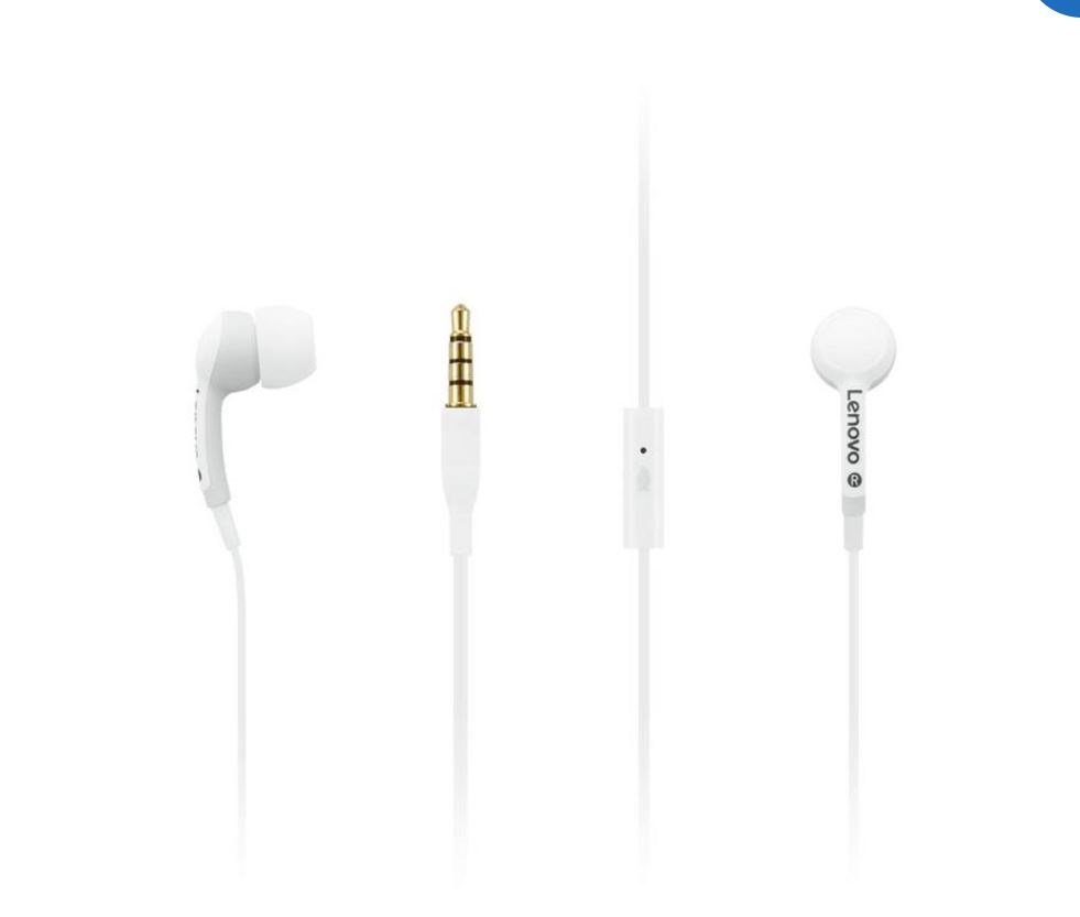 Fones de ouvido intra-auriculares Lenovo 100 brancos